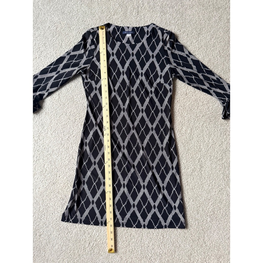 Tommy Hilfiger Black Diamond Print Ruffle Sleeve Sheath Dress 2P Petite - Picture 5 of 6